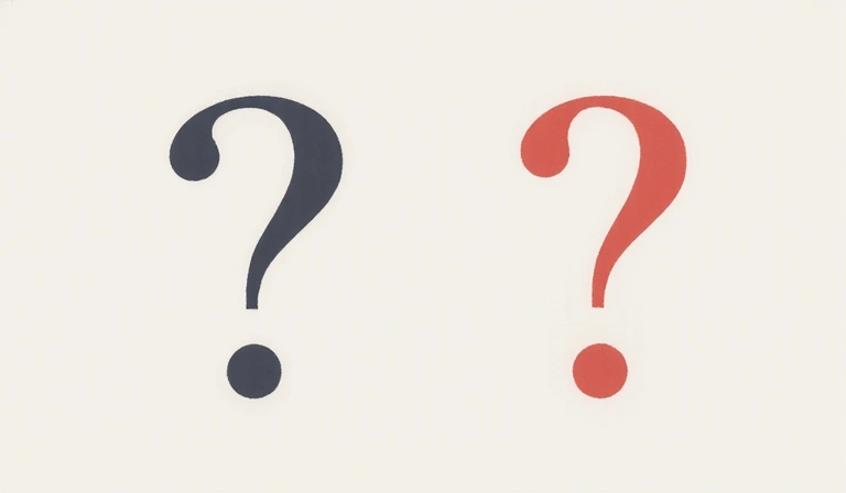 Minimalist image with abstract question marks or thought bubbles, clean and modern